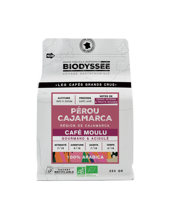 Biodyssée -- Café moulu grand cru pérou cajamarca (origine Pérou) - 250 g