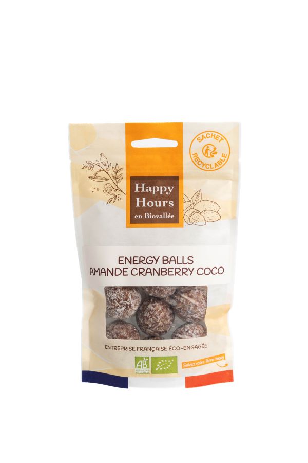 Happy Hours En Biovallée -- Sachet energy balls amande cranberry coco bio - 120 g