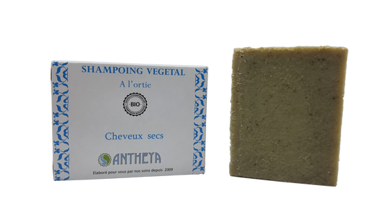 Antheya -- Shampoing solide sauge/ortie - cheveux secs (boîte) - 100 g