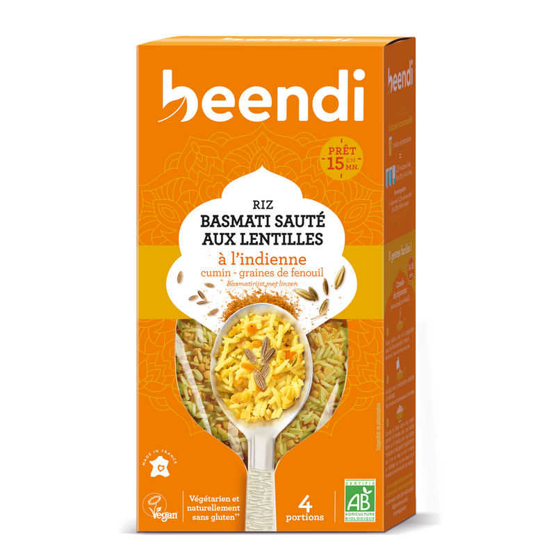 Beendi -- Riz Basmati Sauté aux Lentilles à l'Indienne bio - 250g