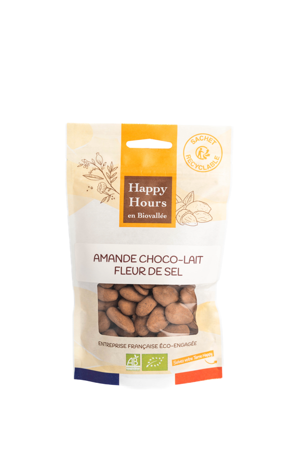 Happy Hours En Biovallée -- Sachet amande choco lait fleur de sel bio - 130 g