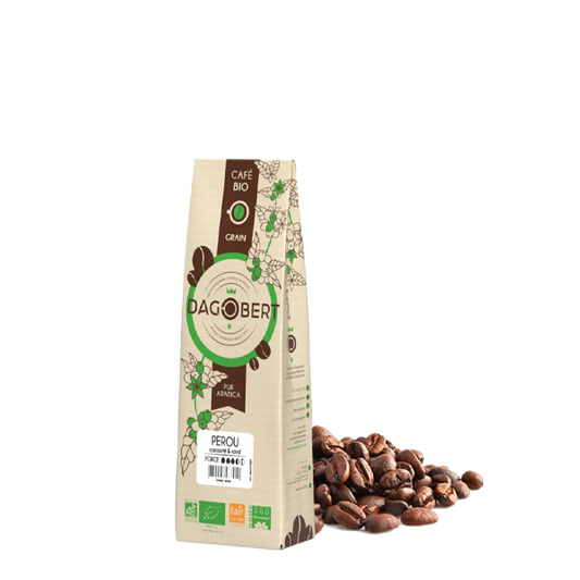 Les Cafés Dagobert -- Pérou 100% arabica, bio et équitable - grains (origine Pérou) - 250 g