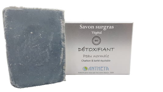 Antheya -- Savon au charbon - détoxifiant/démaquillant (boîte) - 100 g